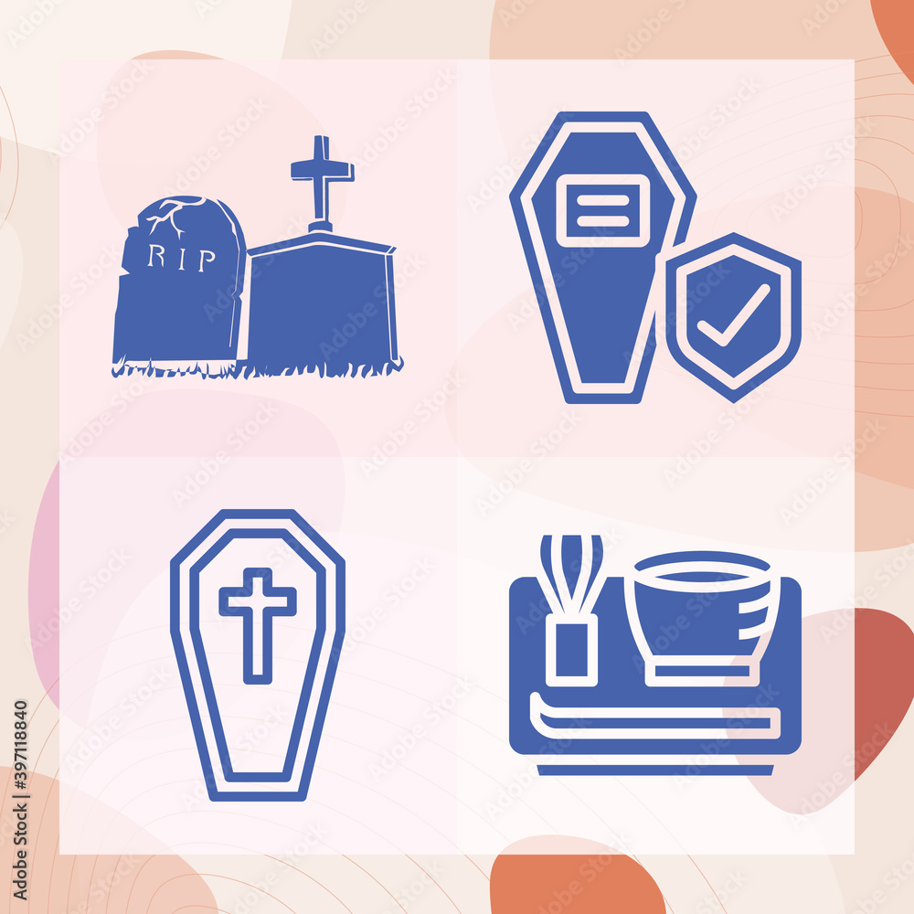 Simple set of funeral related filled icons Simple set of funeral related filled icons