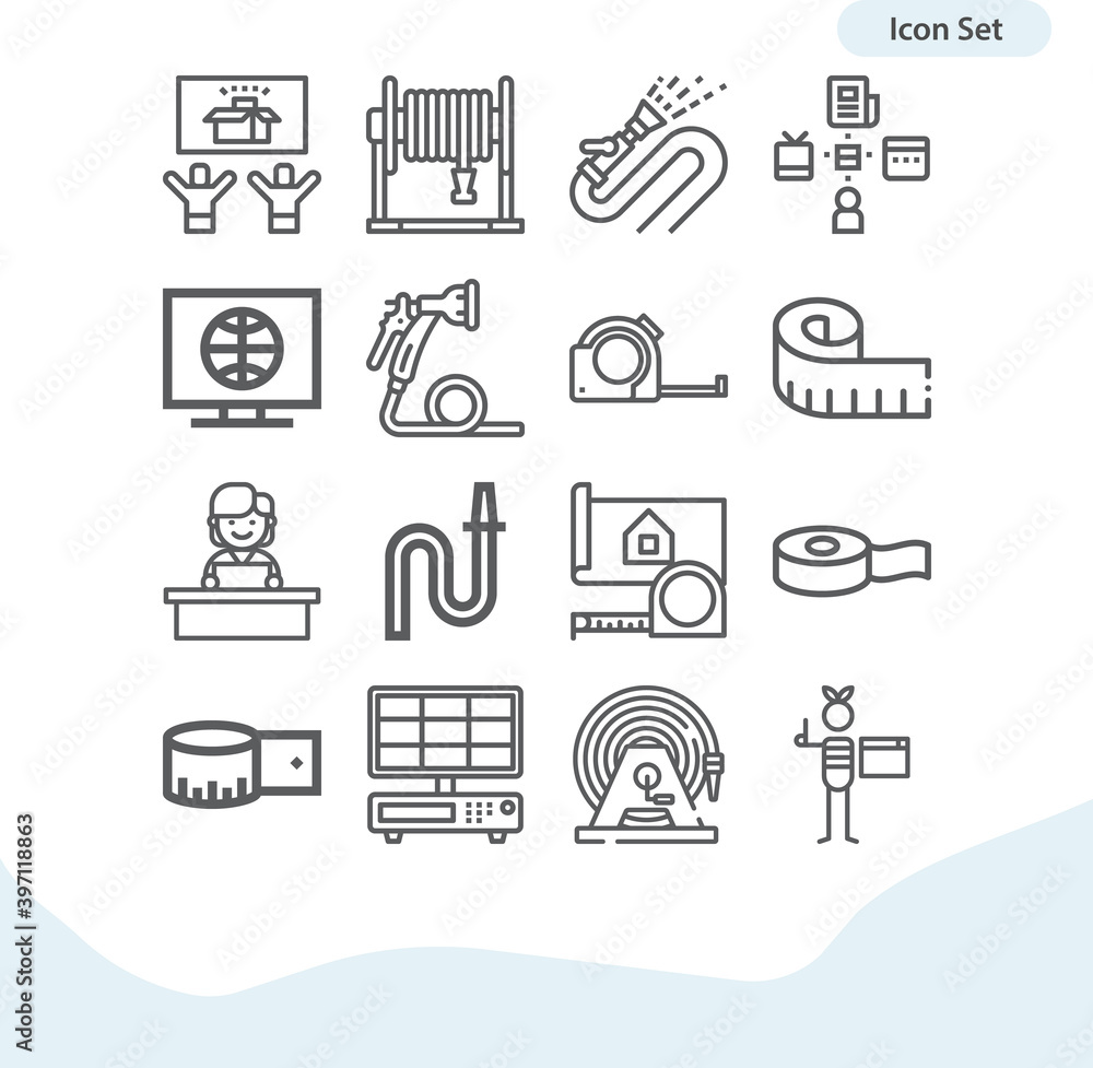 Simple set of duct related lineal icons. Simple set of duct related lineal icons.