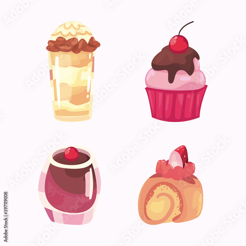 sweet food set of icons vector design