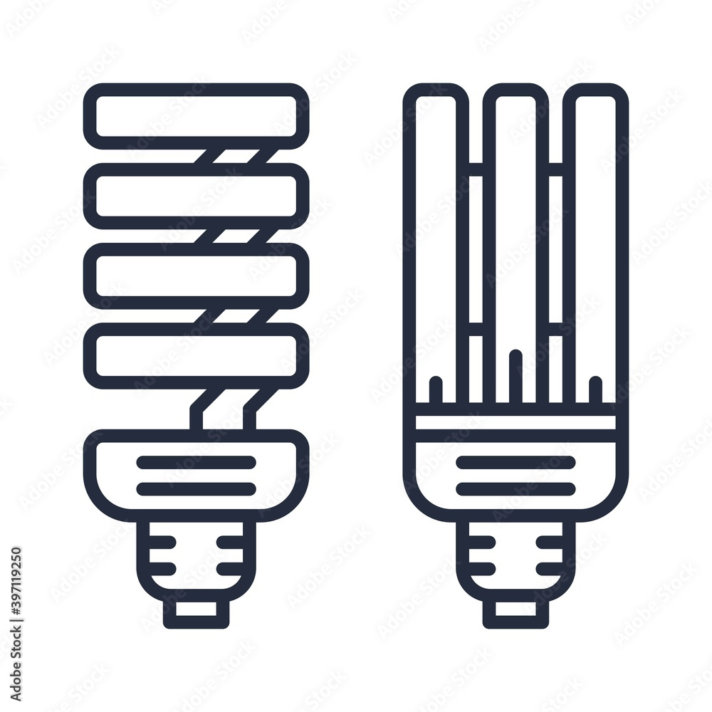 Energy saving fluorescent bulbs icon. Vector illustration. Energy saving fluorescent bulbs icon. Vector illustration.