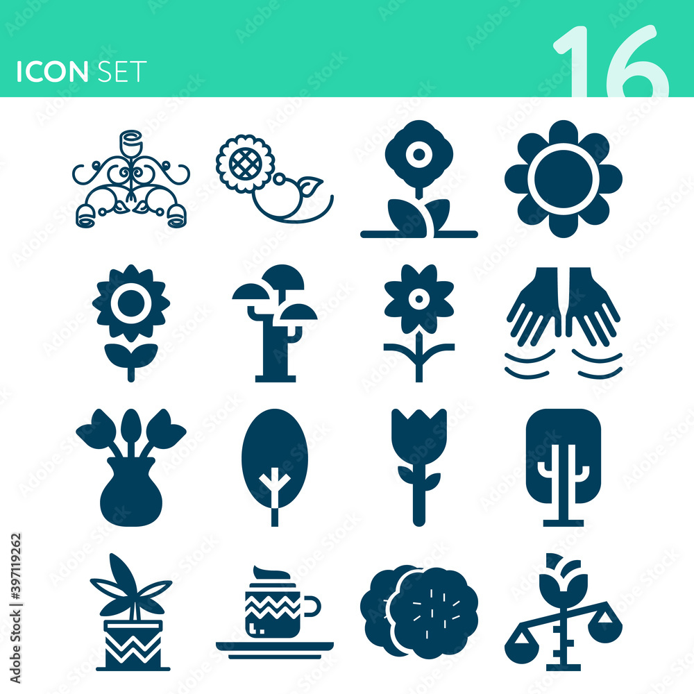 Simple set of 16 icons related to ovary Simple set of 16 icons related to ovary