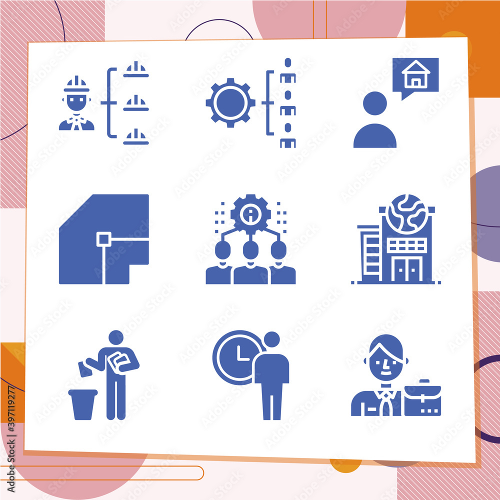 Simple set of 9 icons related to employer Simple set of 9 icons related to employer
