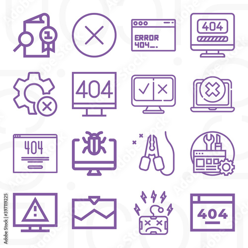 16 pack of mistakes  lineal web icons set