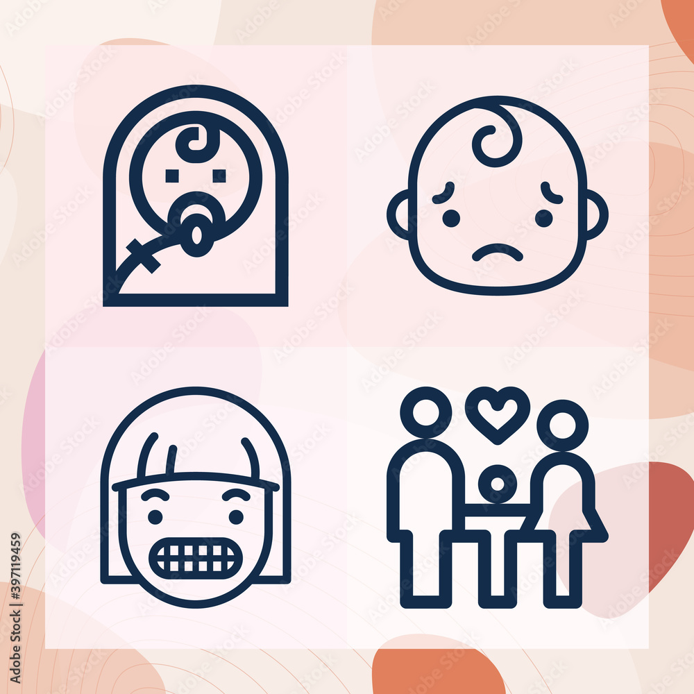 Simple set of child related lineal icons Simple set of child related lineal icons