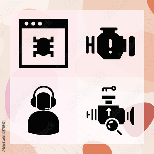 Simple set of causal agency related filled icons