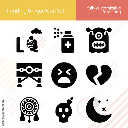 Simple set of anguish related filled icons.