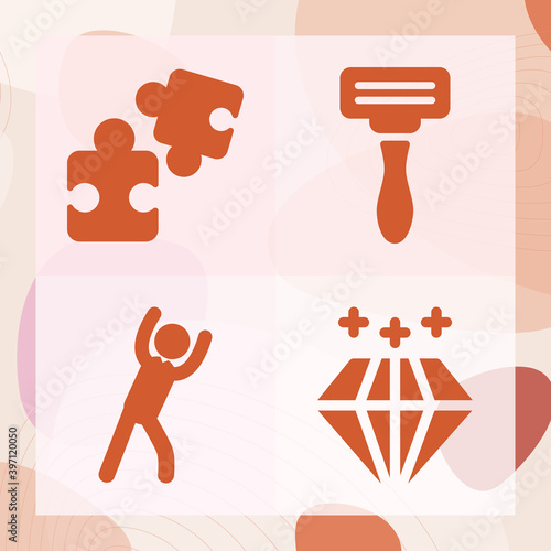 Simple set of clearly related filled icons