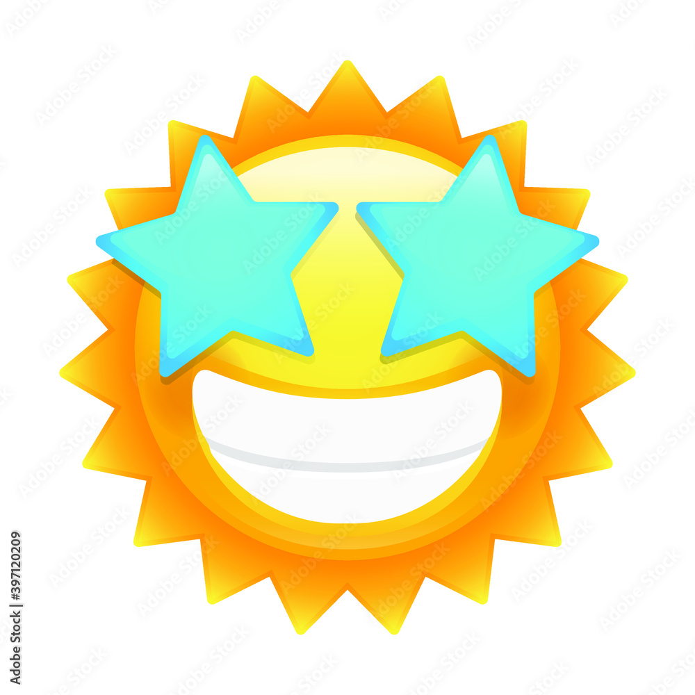 Sun Star Struck Eyes Emoji Vector art illustration design. Emoticon