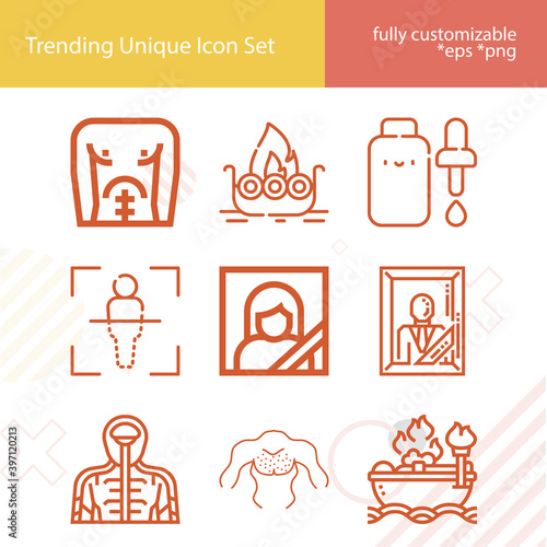 Simple set of burial related lineal icons.