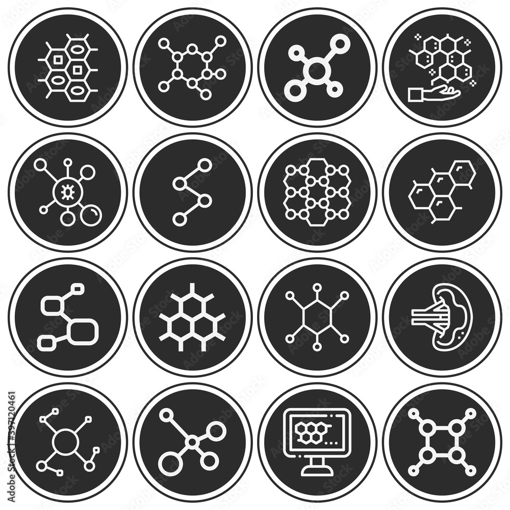 16 pack of molecular genetics lineal web icons set 16 pack of molecular genetics lineal web icons set