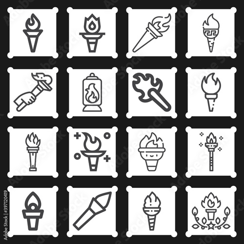 16 pack of light source  lineal web icons set