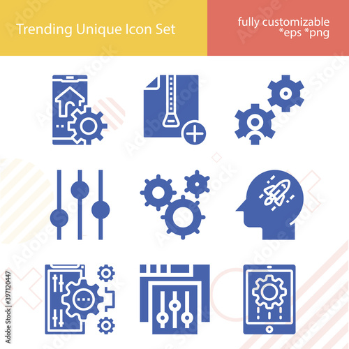 Simple set of establishing related filled icons.