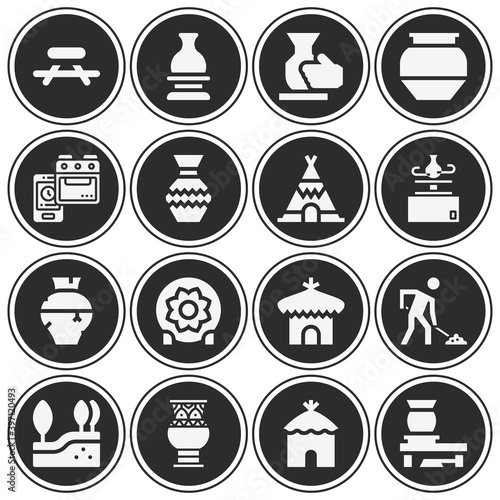 16 pack of clay  filled web icons set