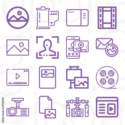 16 pack of episode  lineal web icons set