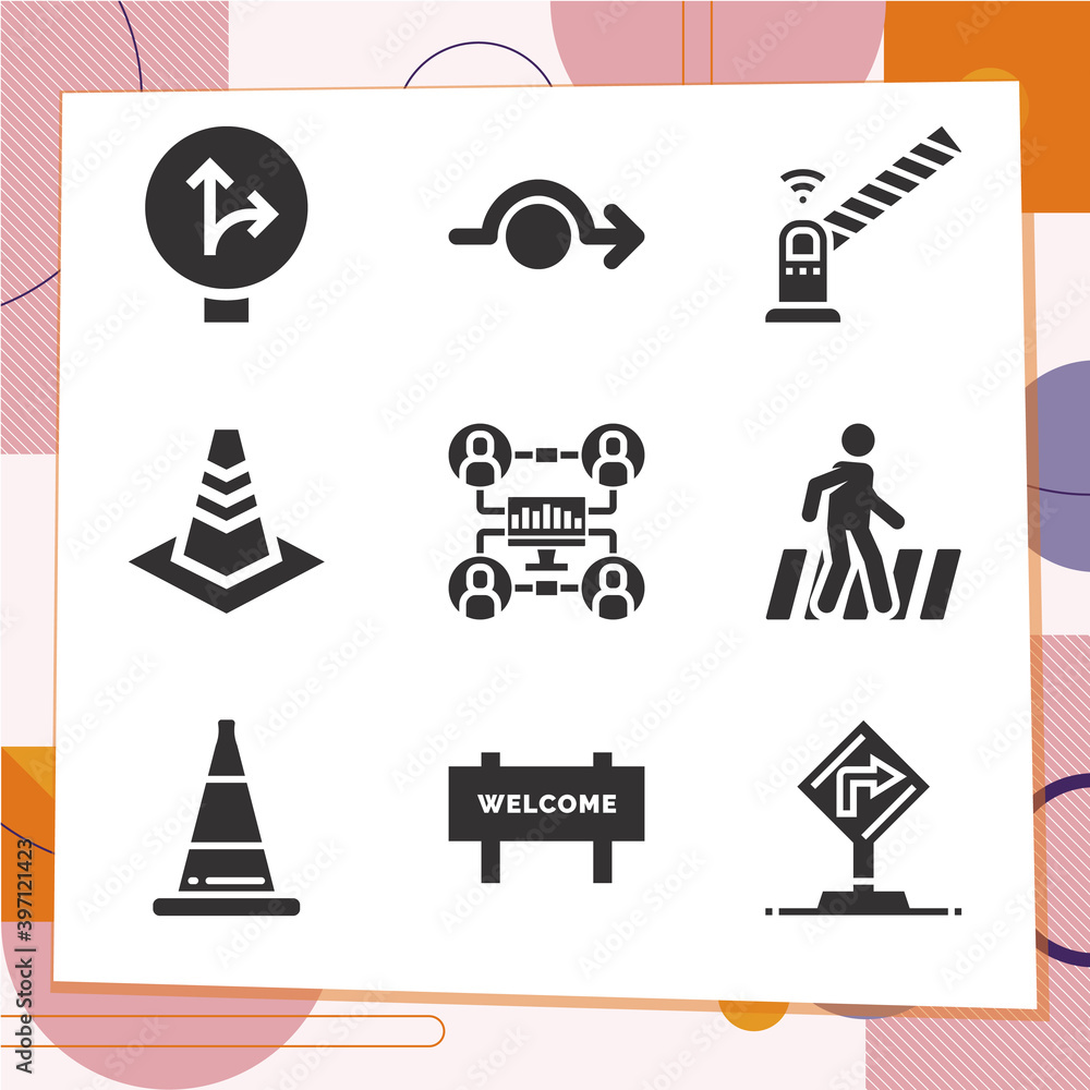 Simple set of 9 icons related to congestion Simple set of 9 icons related to congestion