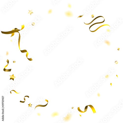 Holiday Serpentine. Gold Foil Streamers Ribbons.