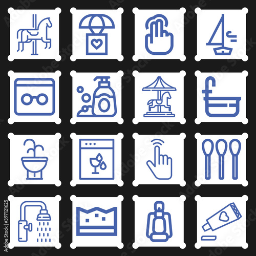 16 pack of water  lineal web icons set