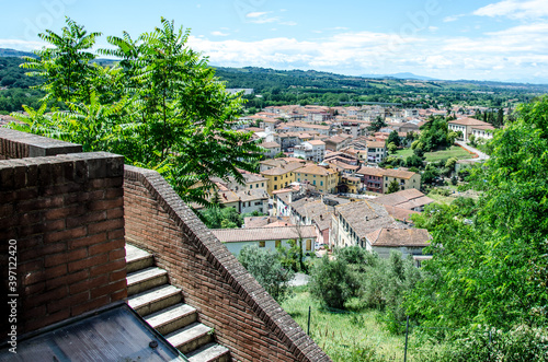 Stairs to old and ancient city in Certaldo, Italy