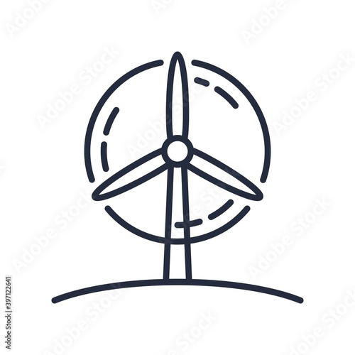 Wind turbine icon on white background. Renewable energy symbol.