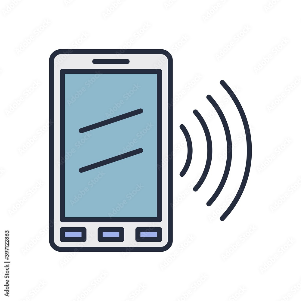 Mobile phone with signal sign. Calling phone icon. Mobile phone with signal sign. Calling phone icon.