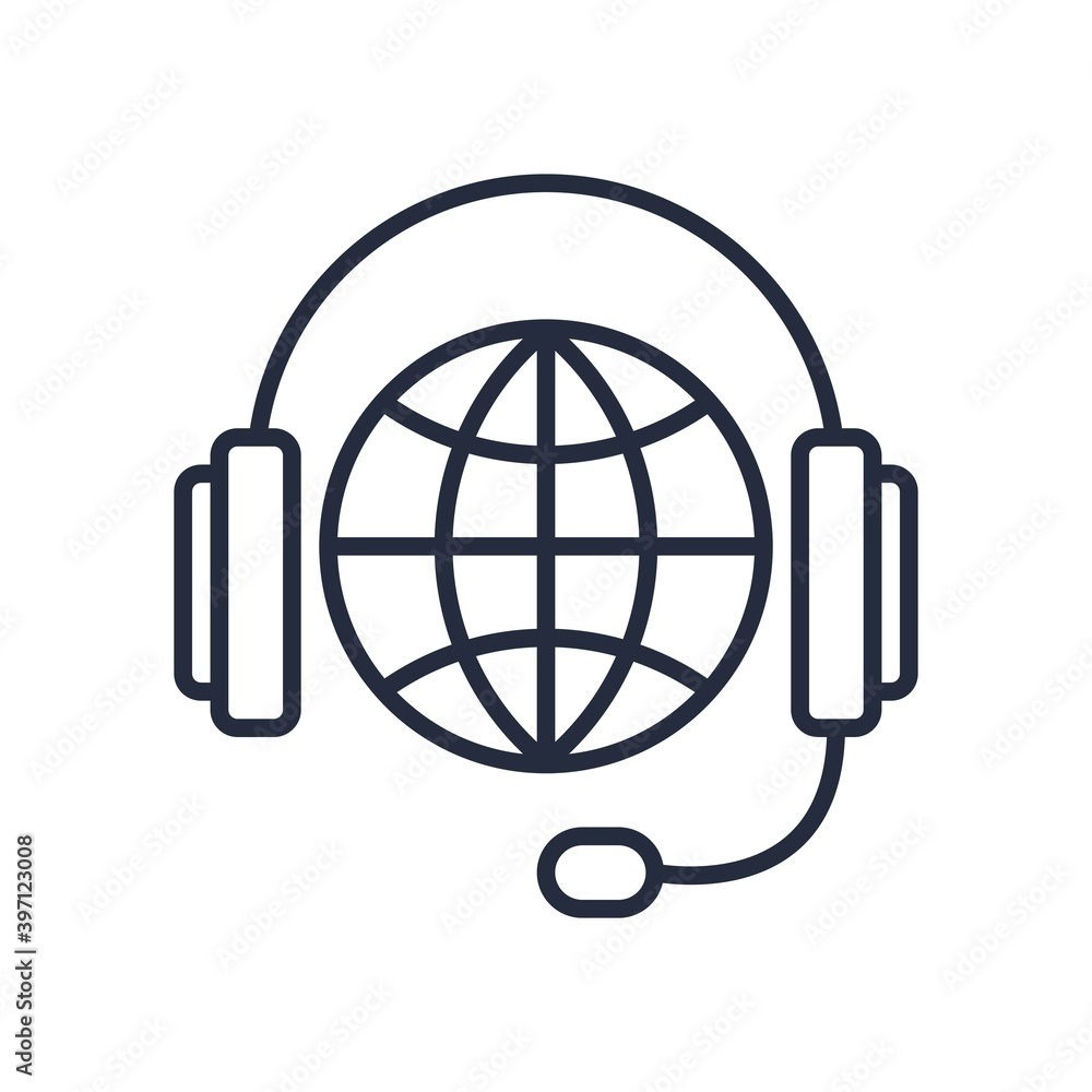 Global support or worldwide service - vector icon illustration. Global support or worldwide service - vector icon illustration.