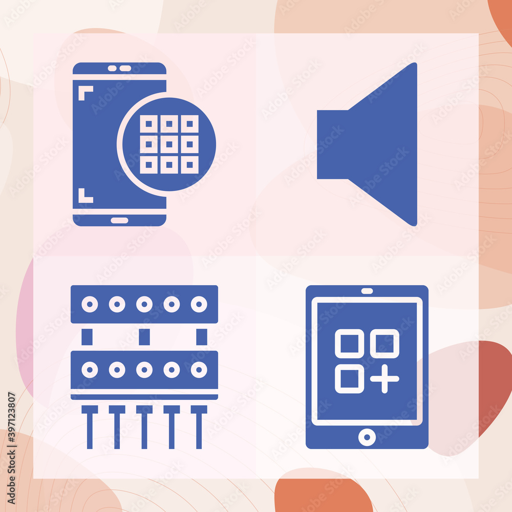 Simple set of applications related filled icons Simple set of applications related filled icons