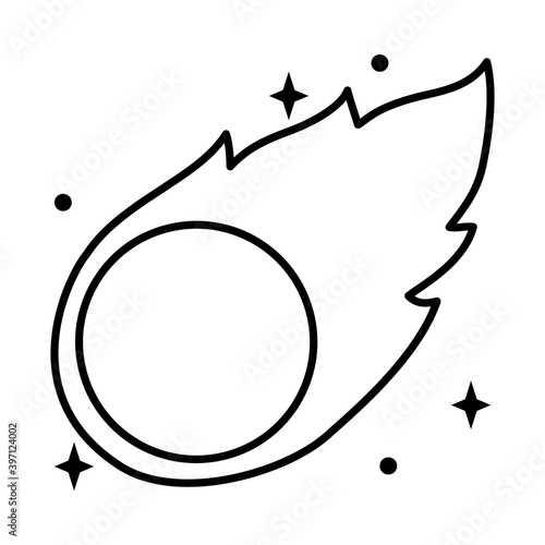 space meteorite icon, line style