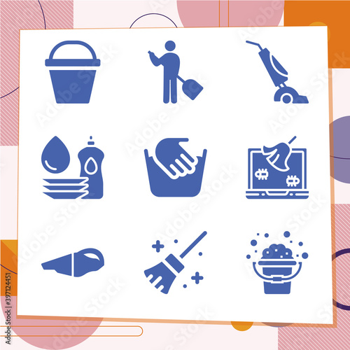 Simple set of 9 icons related to hoover