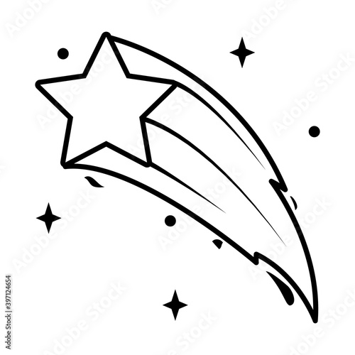 shooting star icon, line style