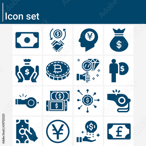 Simple set of penny related filled icons.