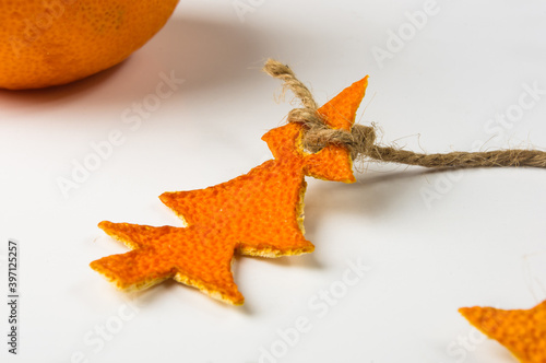 Christmas decorations hand made from tangerine peel