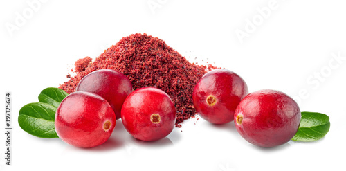 Canvas Print dried cranberry powder and fresh cranberries
