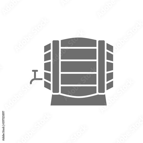 Wooden wine barrel grey icon. Isolated on white background