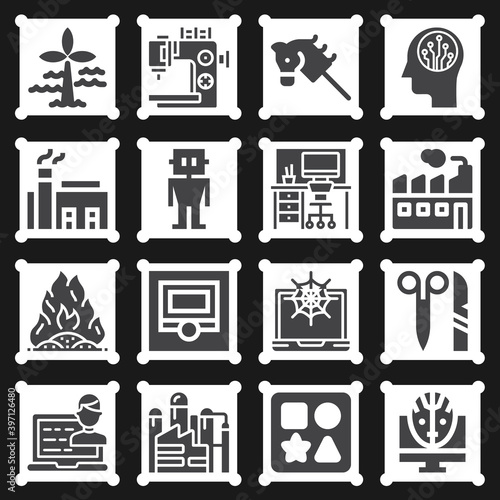 16 pack of robot  filled web icons set