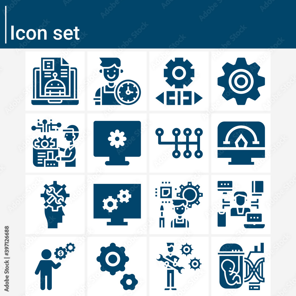 Simple set of engine room related filled icons. Simple set of engine room related filled icons.