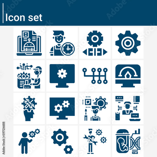 Simple set of engine room related filled icons.