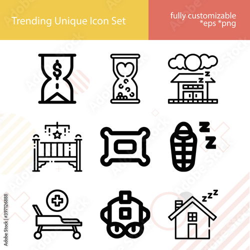 Simple set of rest related lineal icons.
