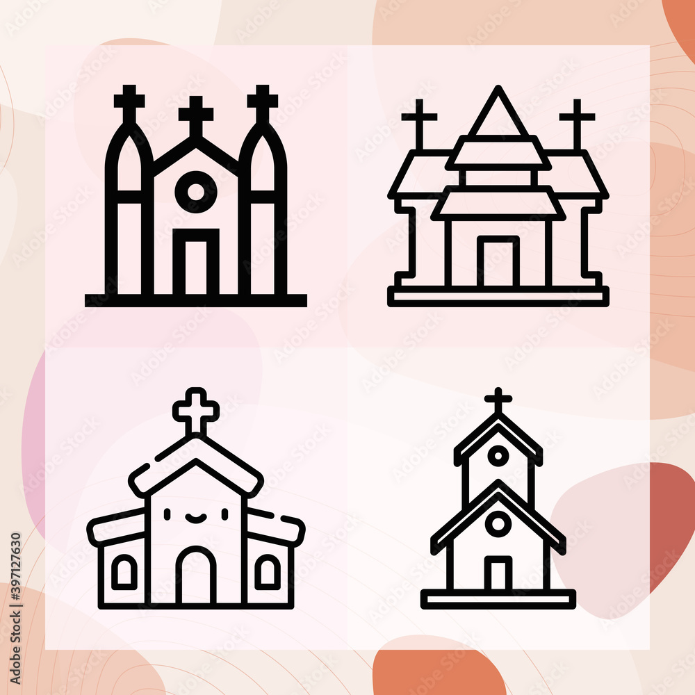 Simple set of catholics related lineal icons Simple set of catholics related lineal icons