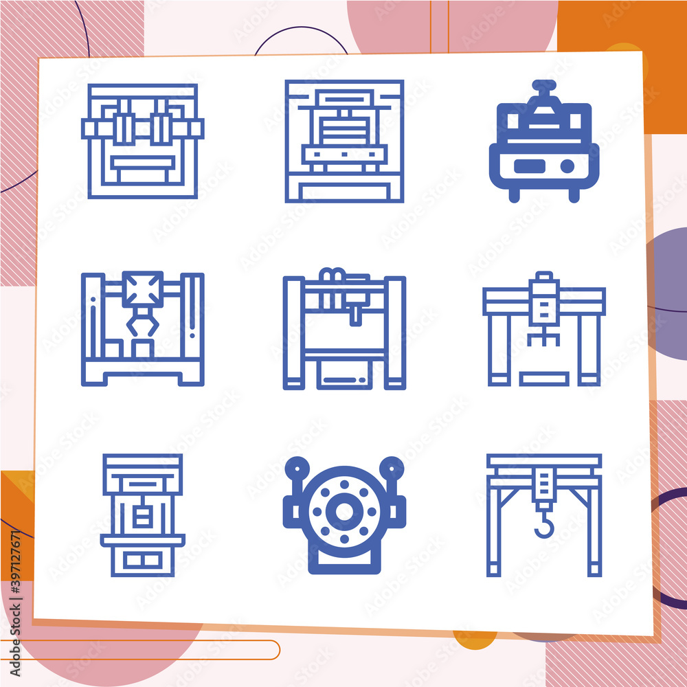 Simple set of 9 icons related to developed Simple set of 9 icons related to developed