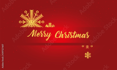 merry christmas gold snowflakes on red background vector design © Jeronimo Ramos