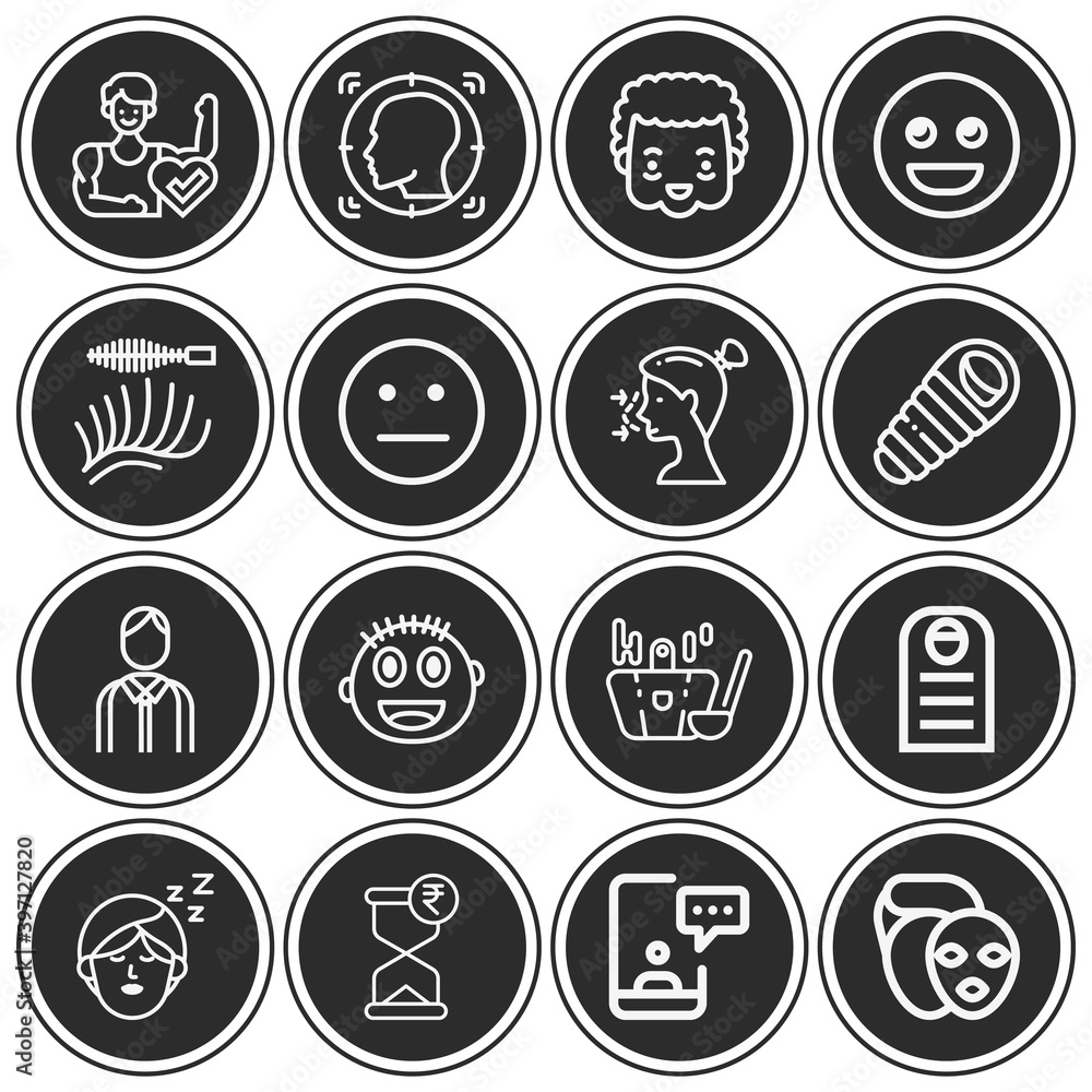 16 pack of sleeping  lineal web icons set