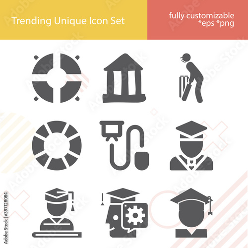 Simple set of dissertation related filled icons.