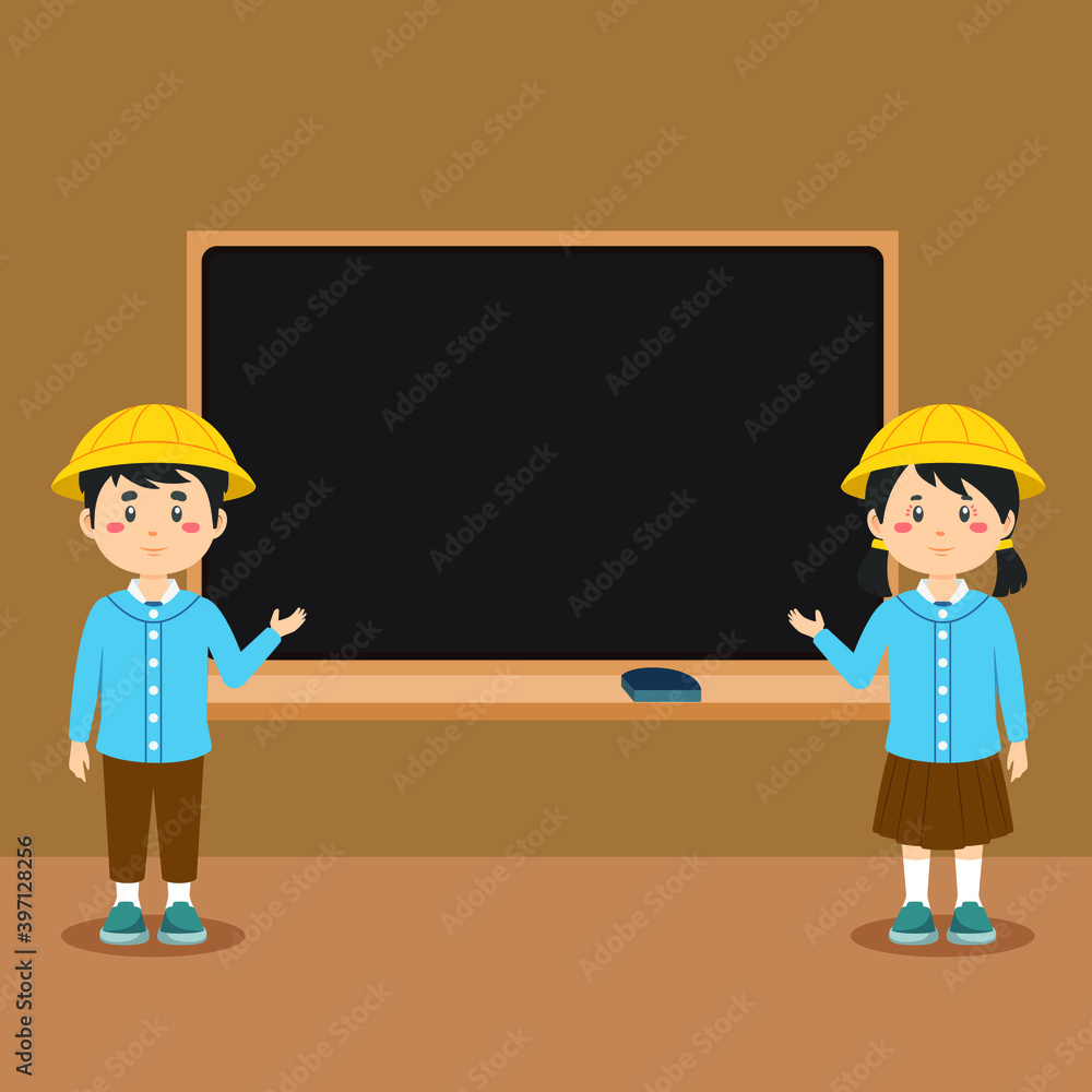 Cute Elementary School with Board Cute Elementary School with Board