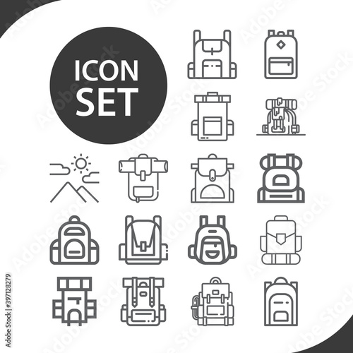 Simple set of hiking related lineal icons.