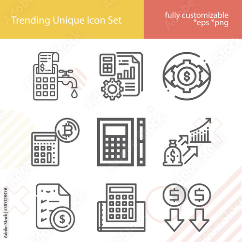 Simple set of millions related lineal icons.