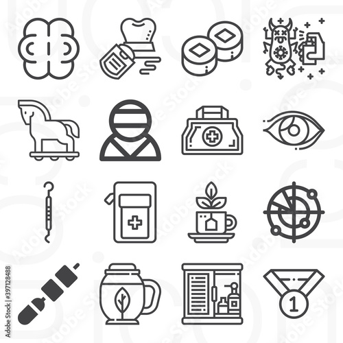 16 pack of medicine  lineal web icons set