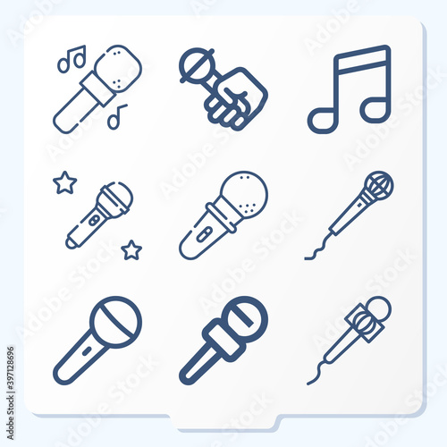 Simple set of 9 icons related to hum