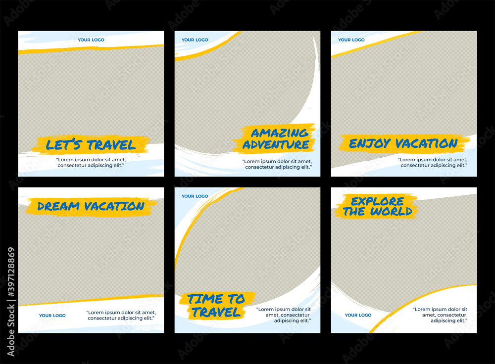Naklejka premium White Yellow Instagram Feed Post Vacation Travel