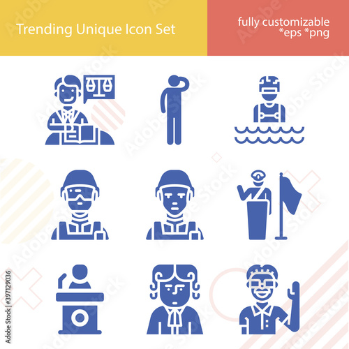 Simple set of statesman related filled icons.