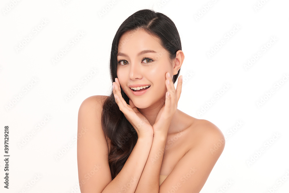Beautiful young asian woman with clean fresh skin on white background, Face care, Facial treatment, Cosmetology, beauty and spa, Asian women portrait Beautiful young asian woman with clean fresh skin on white background, Face care, Facial treatment, Cosmetology, beauty and spa, Asian women portrait